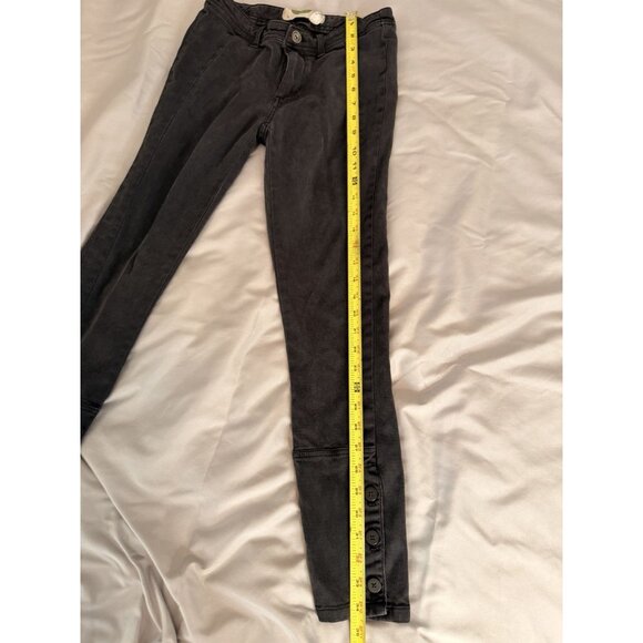 Anthropologie By Hei Hei Sz 25 Washed Charcoal Gray Button Hem Skinny Pants - Picture 3 of 8